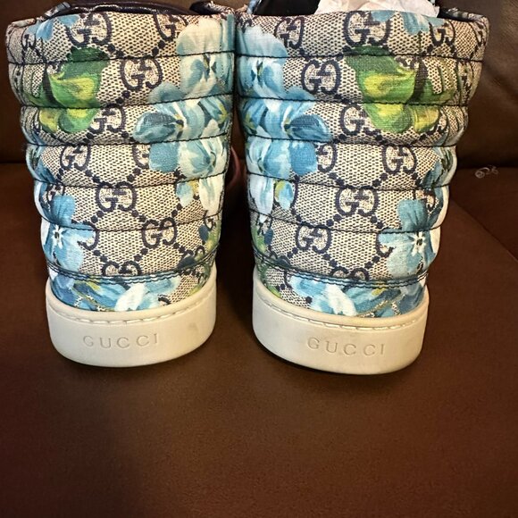 GUCCI LIMITED MEN'S BLOOM FLOWER BLUE SUPREME HIGH TOP GG CANVAS SNEAKER - Picture 4 of 16